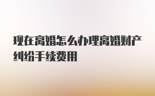 现在离婚怎么办理离婚财产纠纷手续费用