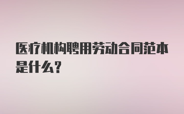 医疗机构聘用劳动合同范本是什么？