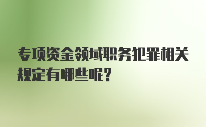 专项资金领域职务犯罪相关规定有哪些呢？