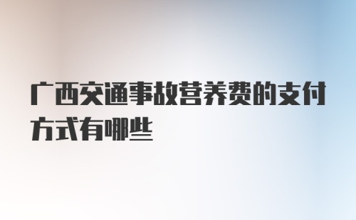 广西交通事故营养费的支付方式有哪些