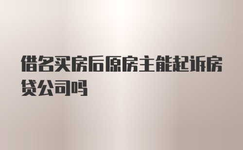 借名买房后原房主能起诉房贷公司吗