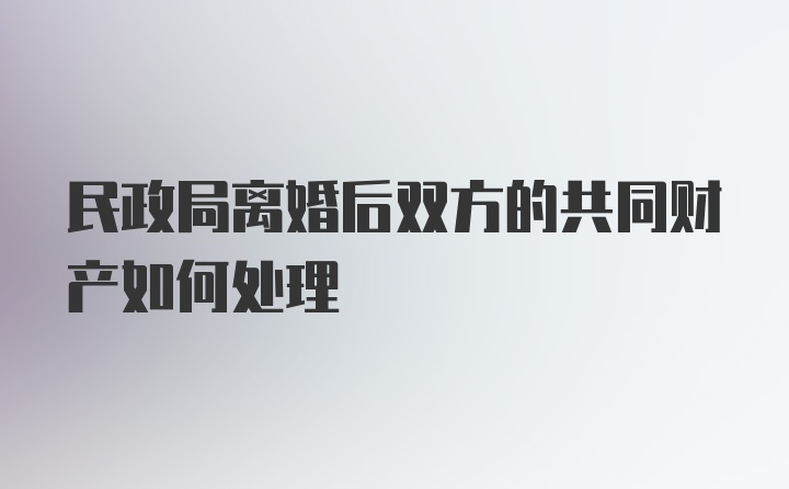 民政局离婚后双方的共同财产如何处理