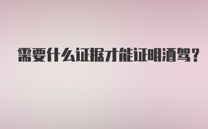 需要什么证据才能证明酒驾？