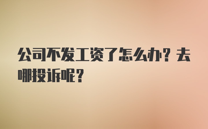 公司不发工资了怎么办？去哪投诉呢？