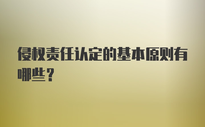 侵权责任认定的基本原则有哪些？