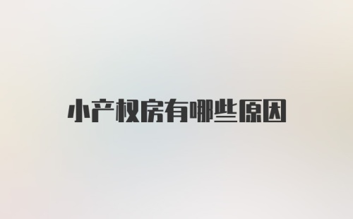 小产权房有哪些原因