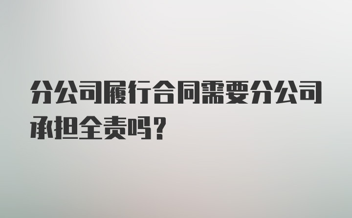 分公司履行合同需要分公司承担全责吗？