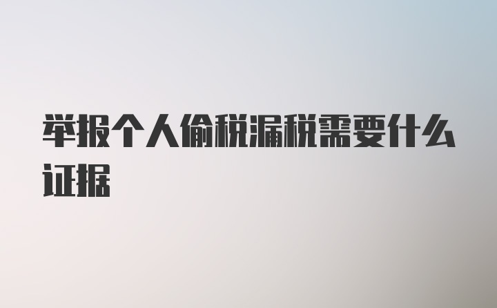 举报个人偷税漏税需要什么证据