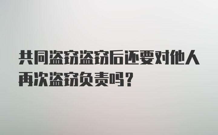 共同盗窃盗窃后还要对他人再次盗窃负责吗?