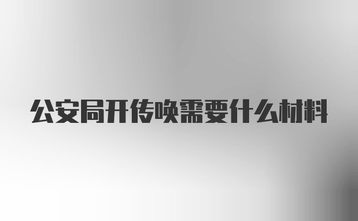 公安局开传唤需要什么材料