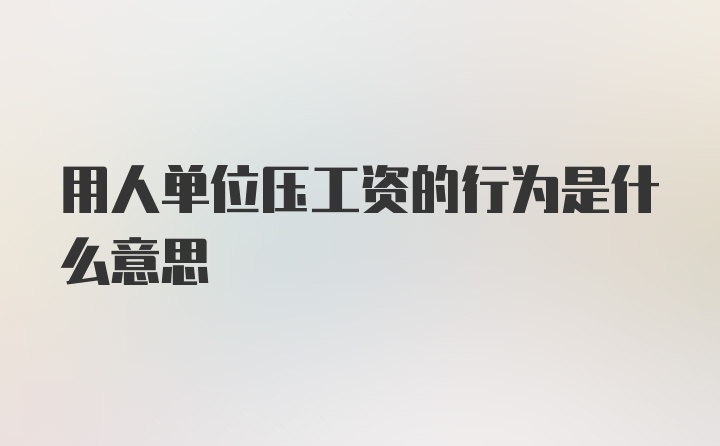 用人单位压工资的行为是什么意思