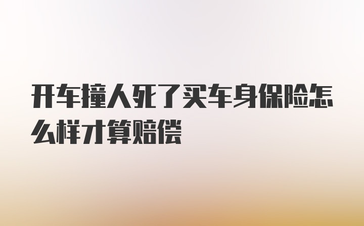 开车撞人死了买车身保险怎么样才算赔偿