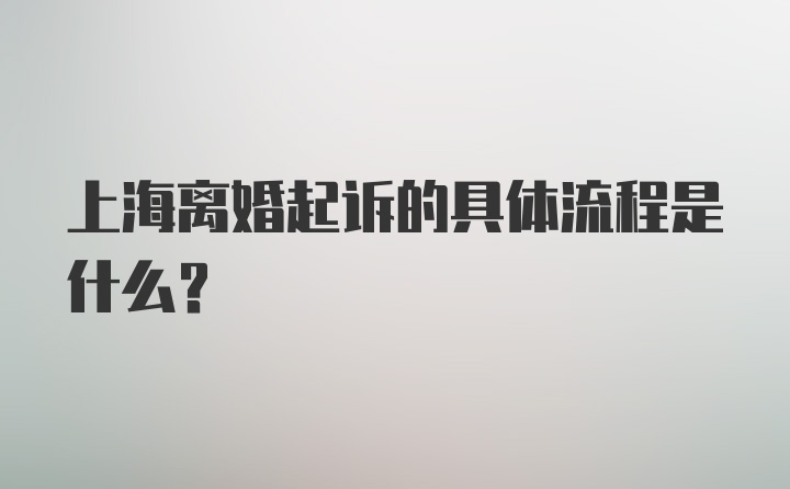 上海离婚起诉的具体流程是什么？