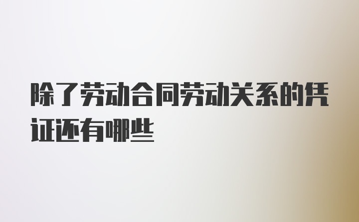 除了劳动合同劳动关系的凭证还有哪些