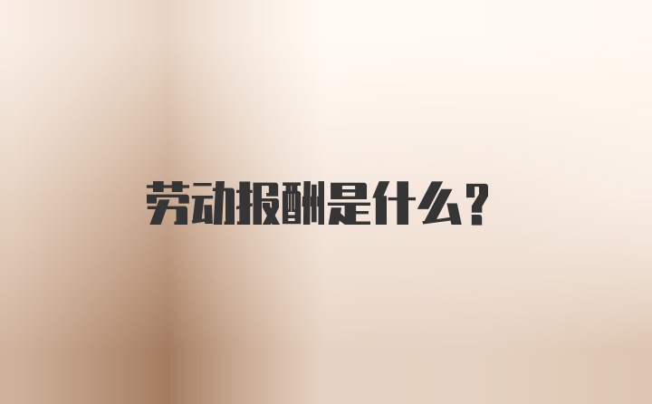 劳动报酬是什么？