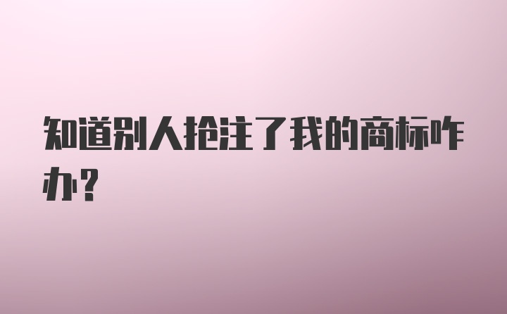 知道别人抢注了我的商标咋办？