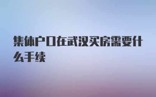 集体户口在武汉买房需要什么手续