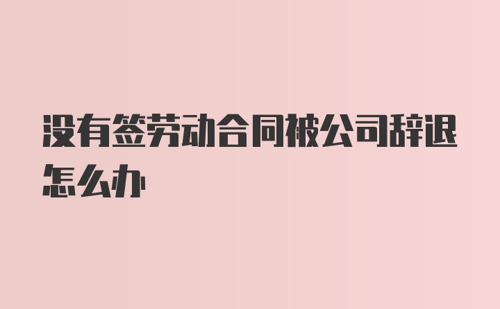 没有签劳动合同被公司辞退怎么办