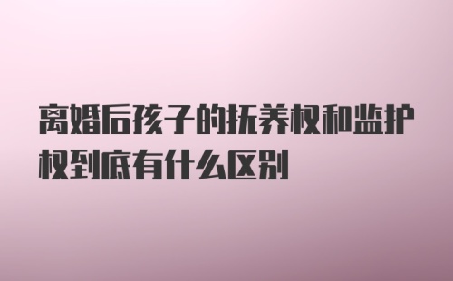 离婚后孩子的抚养权和监护权到底有什么区别