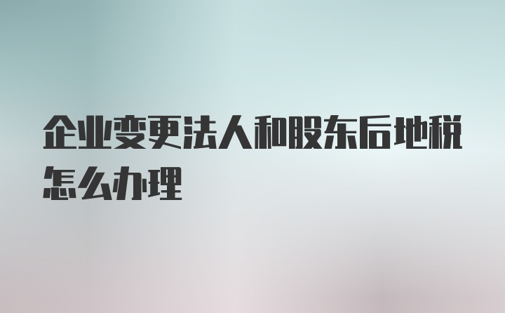 企业变更法人和股东后地税怎么办理