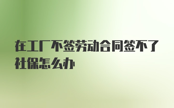 在工厂不签劳动合同签不了社保怎么办