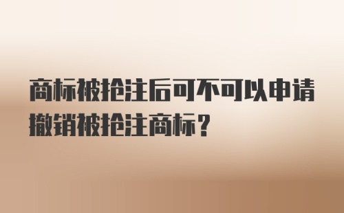 商标被抢注后可不可以申请撤销被抢注商标？