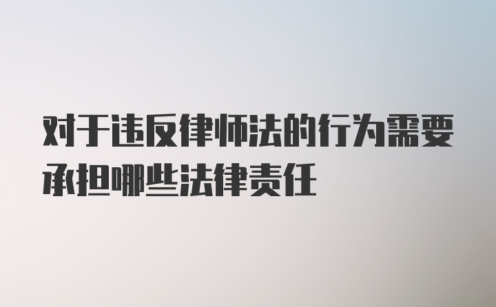 对于违反律师法的行为需要承担哪些法律责任