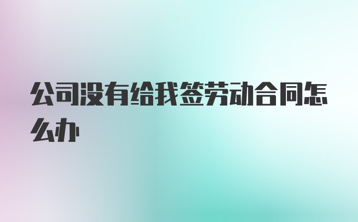 公司没有给我签劳动合同怎么办