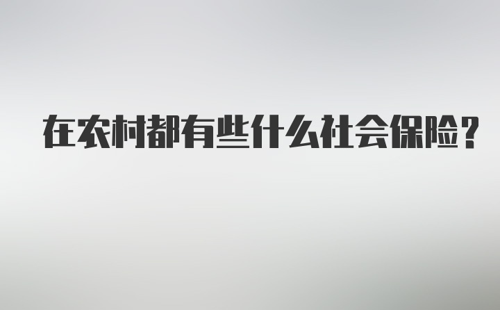 在农村都有些什么社会保险？