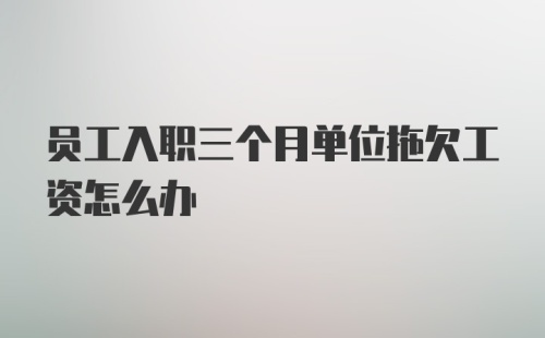 员工入职三个月单位拖欠工资怎么办