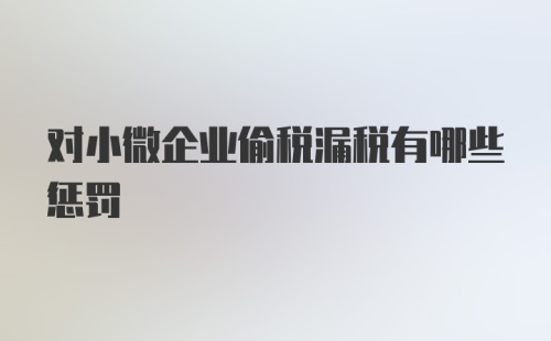 对小微企业偷税漏税有哪些惩罚