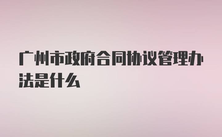 广州市政府合同协议管理办法是什么