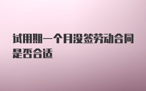 试用期一个月没签劳动合同是否合适