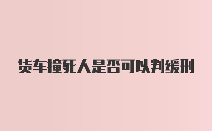 货车撞死人是否可以判缓刑