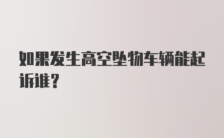 如果发生高空坠物车辆能起诉谁？