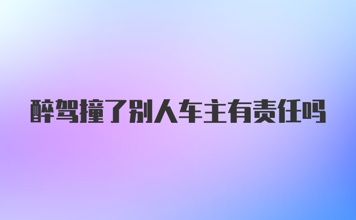 醉驾撞了别人车主有责任吗