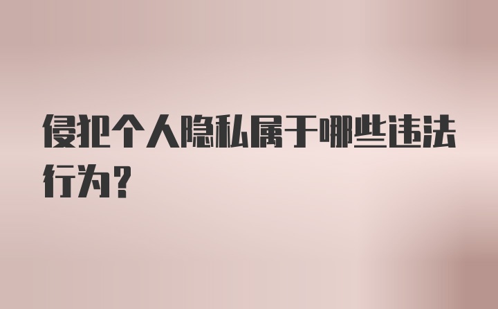 侵犯个人隐私属于哪些违法行为？