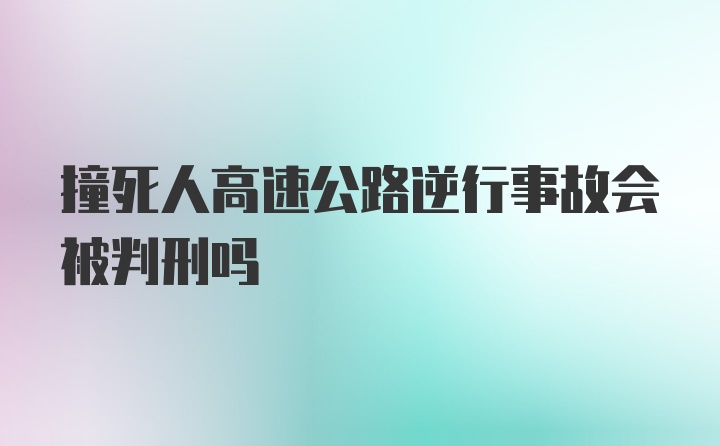 撞死人高速公路逆行事故会被判刑吗