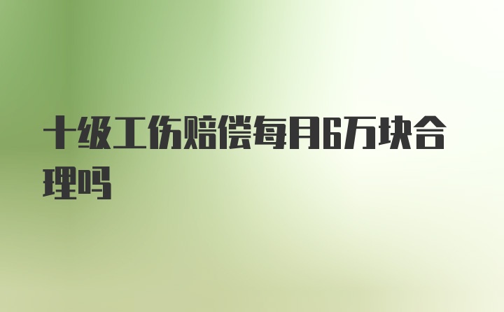 十级工伤赔偿每月6万块合理吗