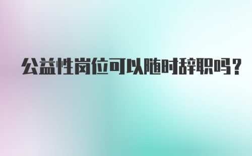 公益性岗位可以随时辞职吗？