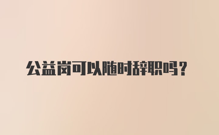 公益岗可以随时辞职吗？