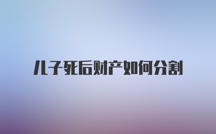 儿子死后财产如何分割