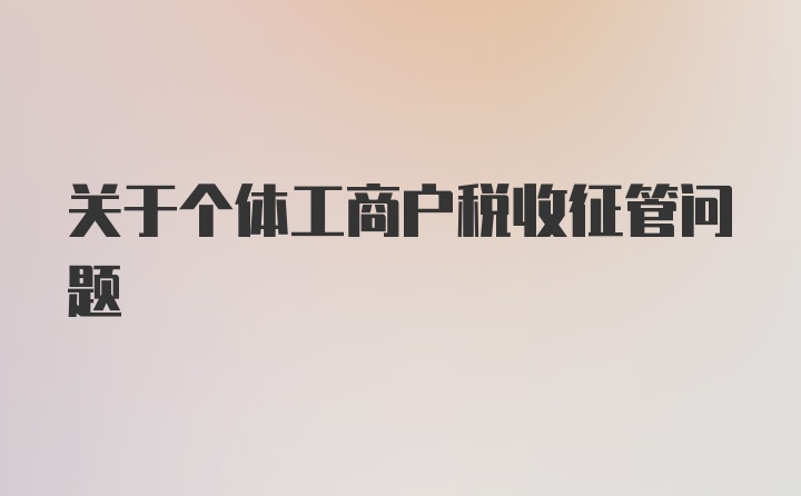 关于个体工商户税收征管问题