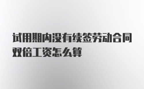 试用期内没有续签劳动合同双倍工资怎么算