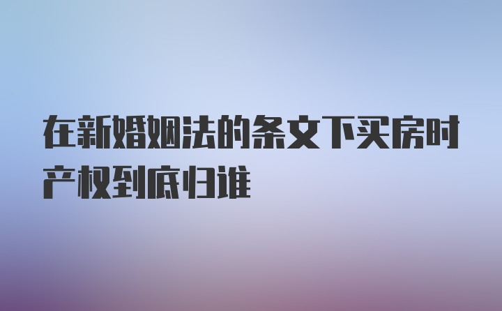 在新婚姻法的条文下买房时产权到底归谁