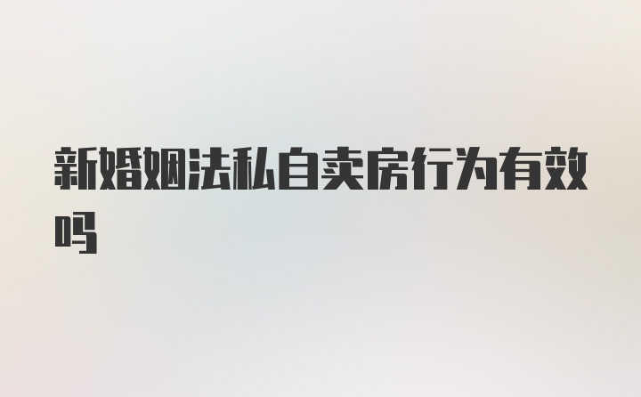 新婚姻法私自卖房行为有效吗