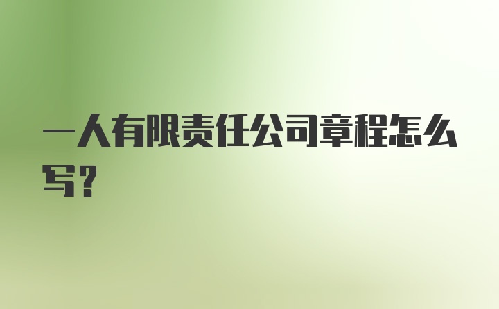 一人有限责任公司章程怎么写？