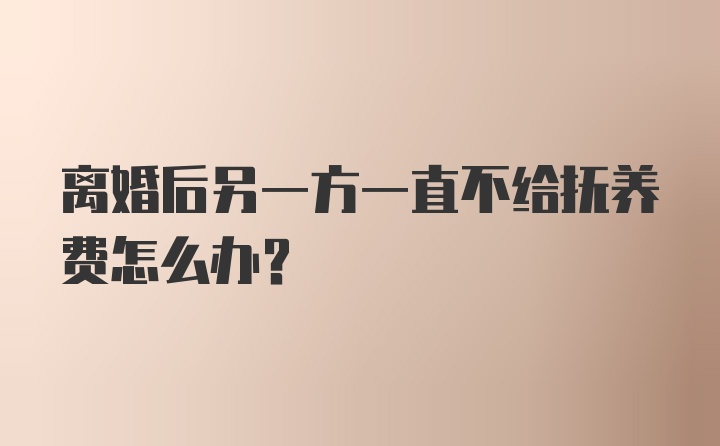 离婚后另一方一直不给抚养费怎么办？