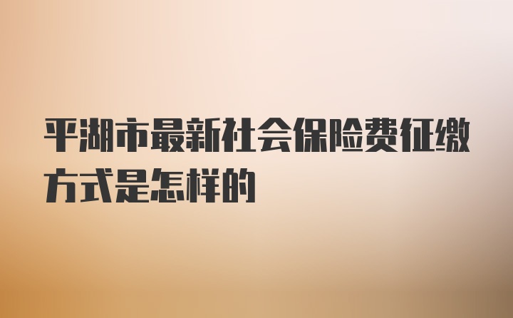 平湖市最新社会保险费征缴方式是怎样的