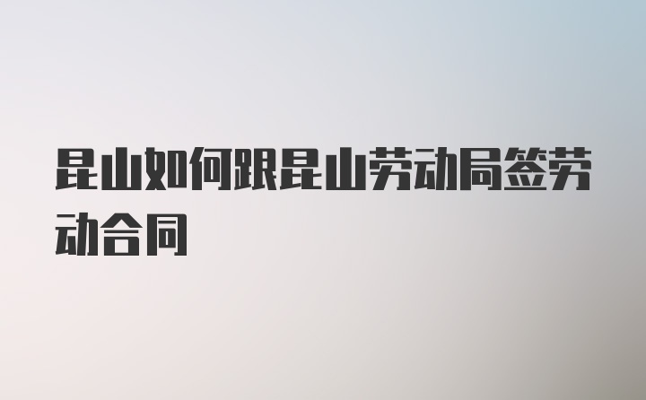 昆山如何跟昆山劳动局签劳动合同